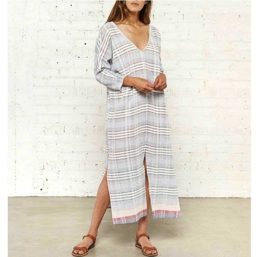 Christy Dawn Rou Kaftan Plaid Textured Tunic Swim Cover up